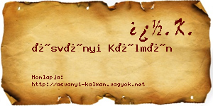 Ásványi Kálmán névjegykártya