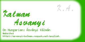 kalman asvanyi business card