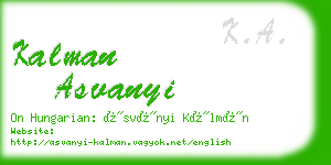 kalman asvanyi business card